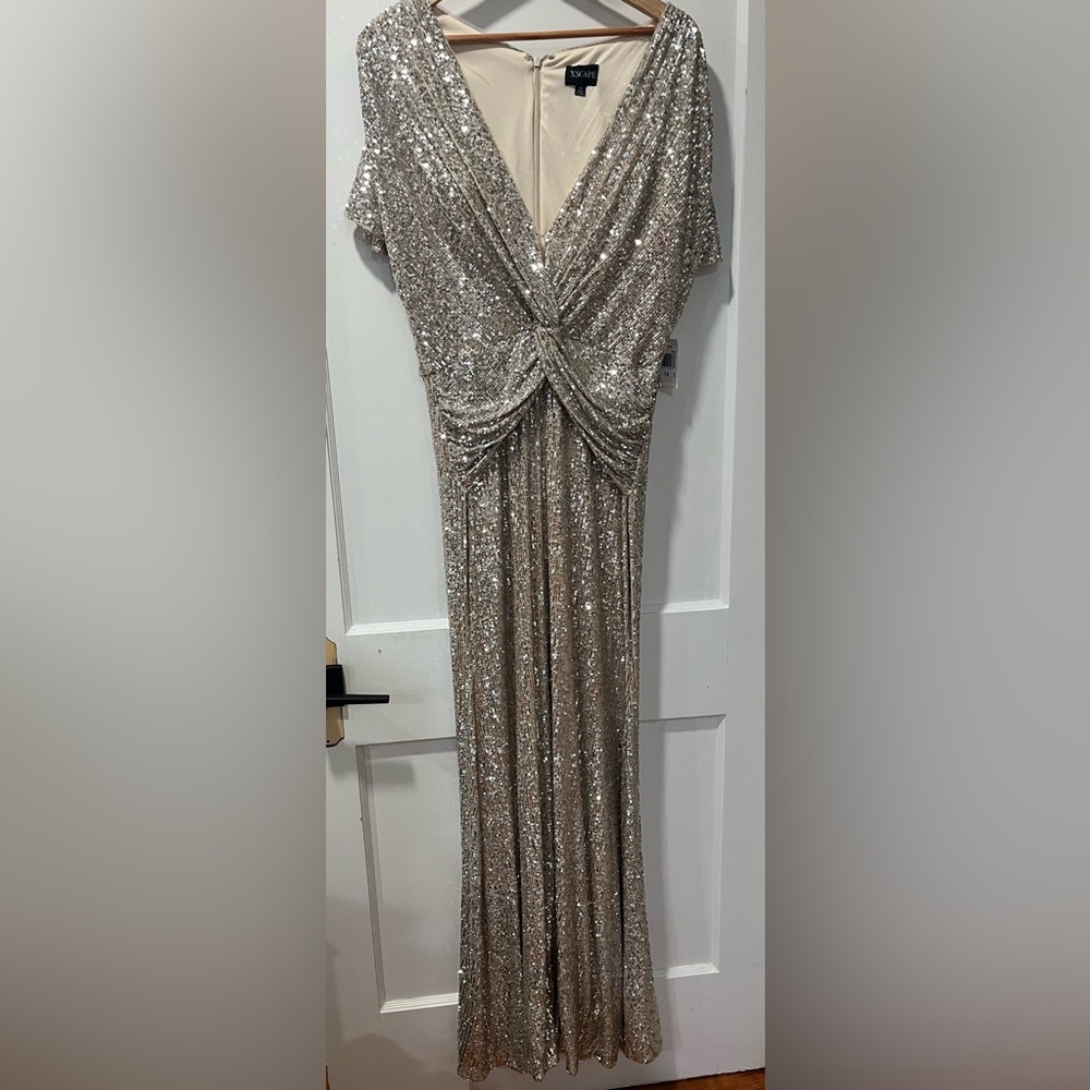 Xscape Silver Sequin Prom Dress